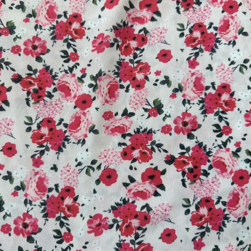 Pink White Floral Print Sleeveless Button Ruffled Neck Blouse Women’s Small - Picture 5 of 5